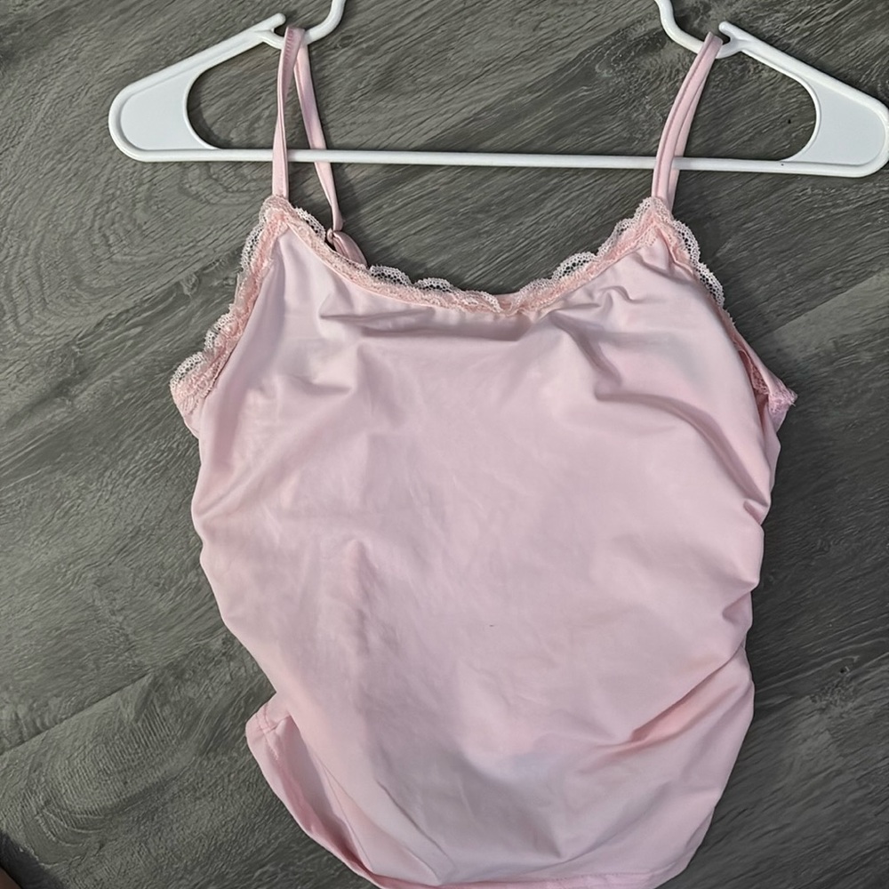 pink lace tank top